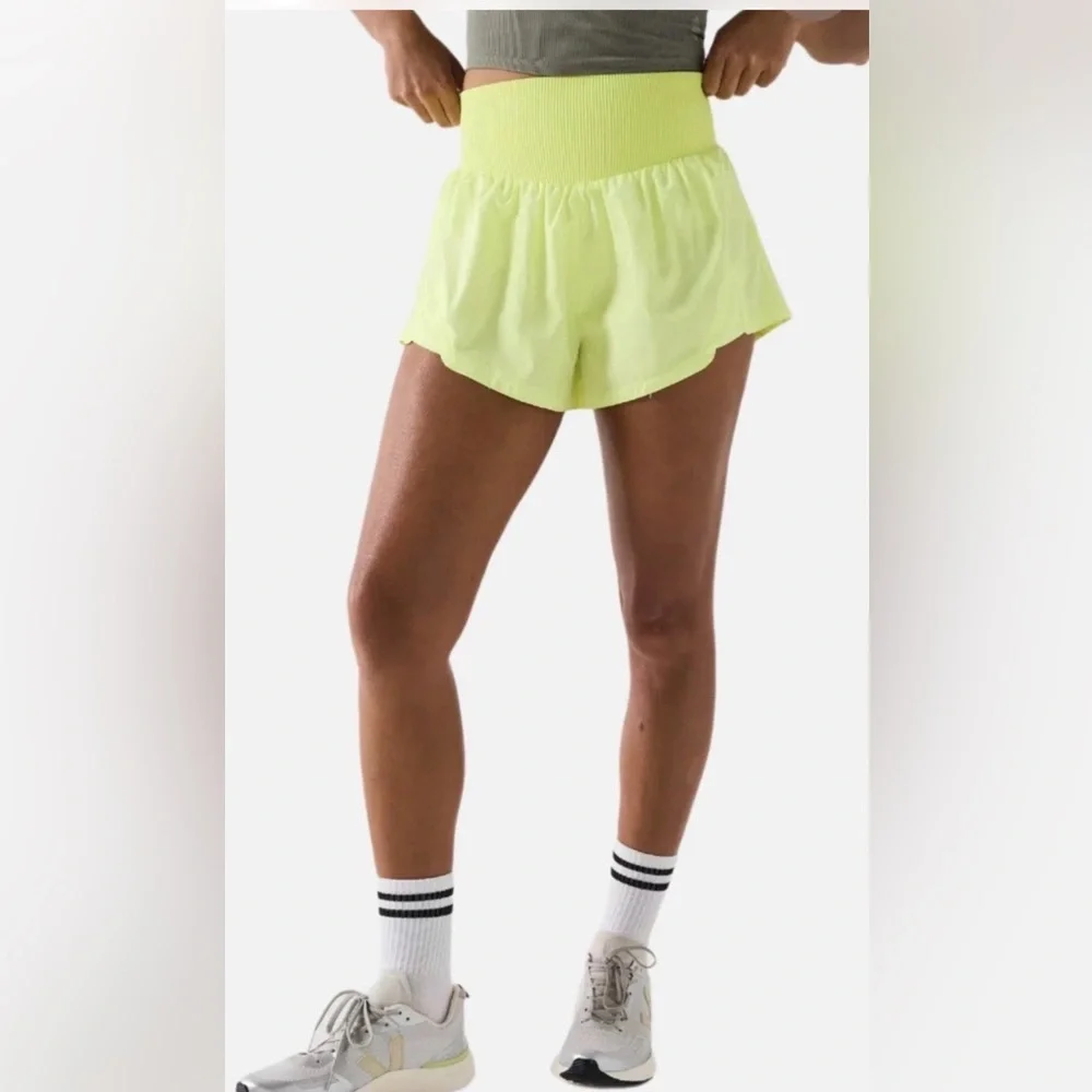 FP Free People Movement Women's Carpe Diem Shorts Sour Citrus (Neon Yellow) XL